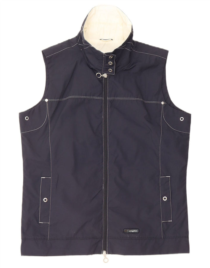 CHAMPION Womens Sleeveless Tracksuit Top Jacket UK 14 Medium Navy Blue