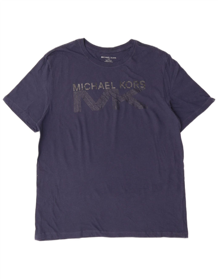 Michael Kors T-shirt graphique pour hommes, grand, bleu marine, en coton