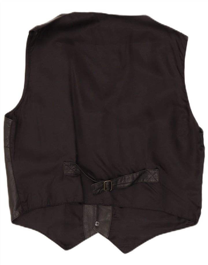 gilet en cuir homme vintage IT 50 Grand cuir noir