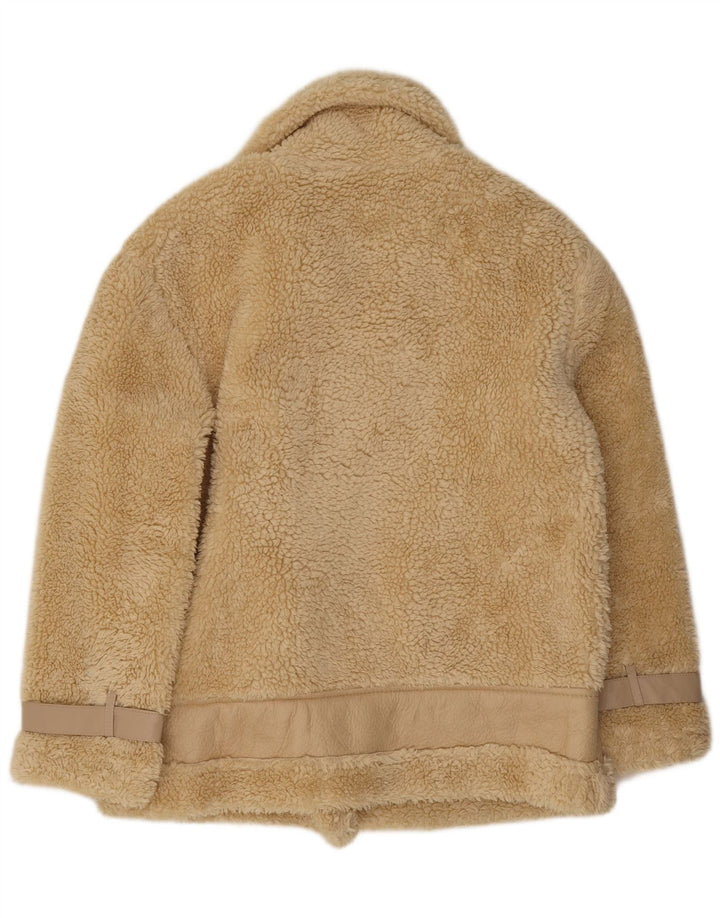 Veste Sherpa Femme Vintage UK 14 Polyester Beige Moyen