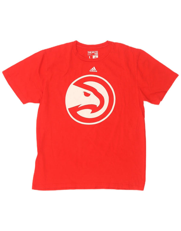 Adidas Hommes Atlanta Hawks T-Shirt Graphique Haut Grand Rouge Coton