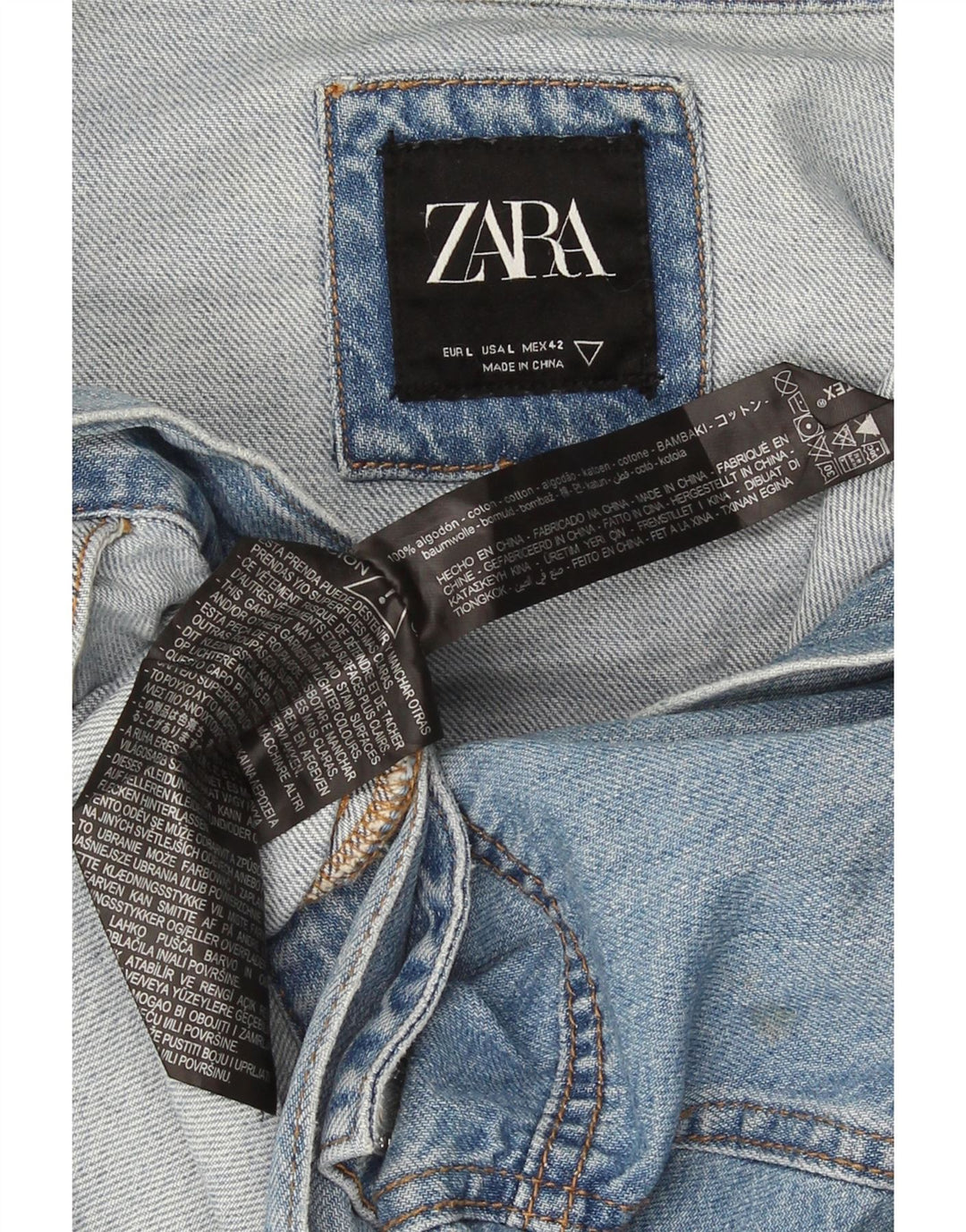 Zara Veste en jean pour homme UK 40 Large Bleu Coton