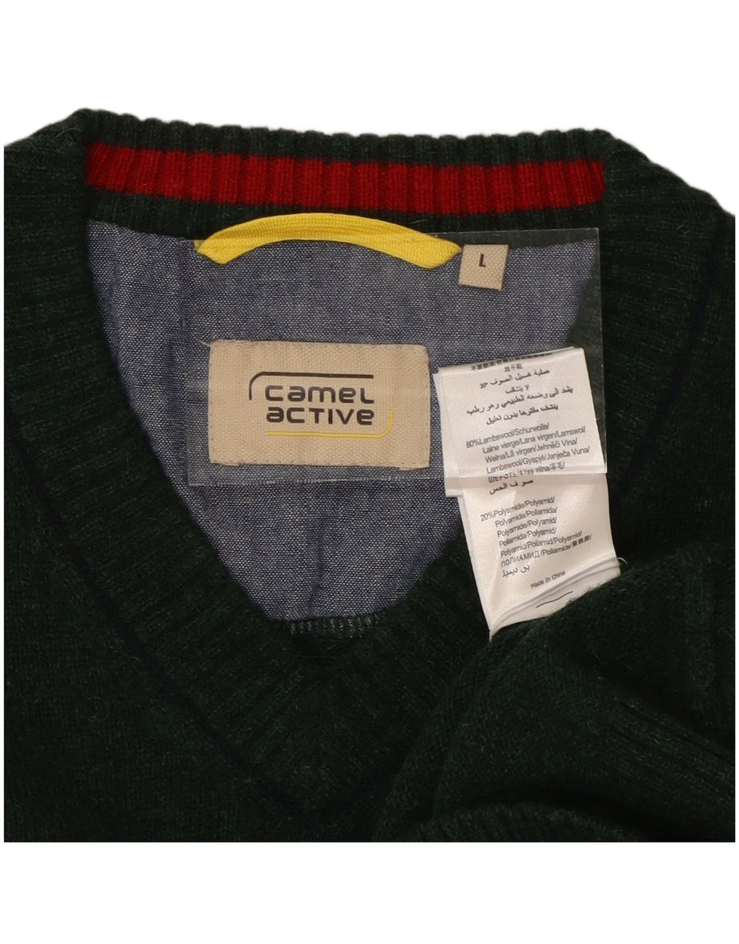 CAMEL ACTIVE Pull col V pour Homme en Laine Verte Large