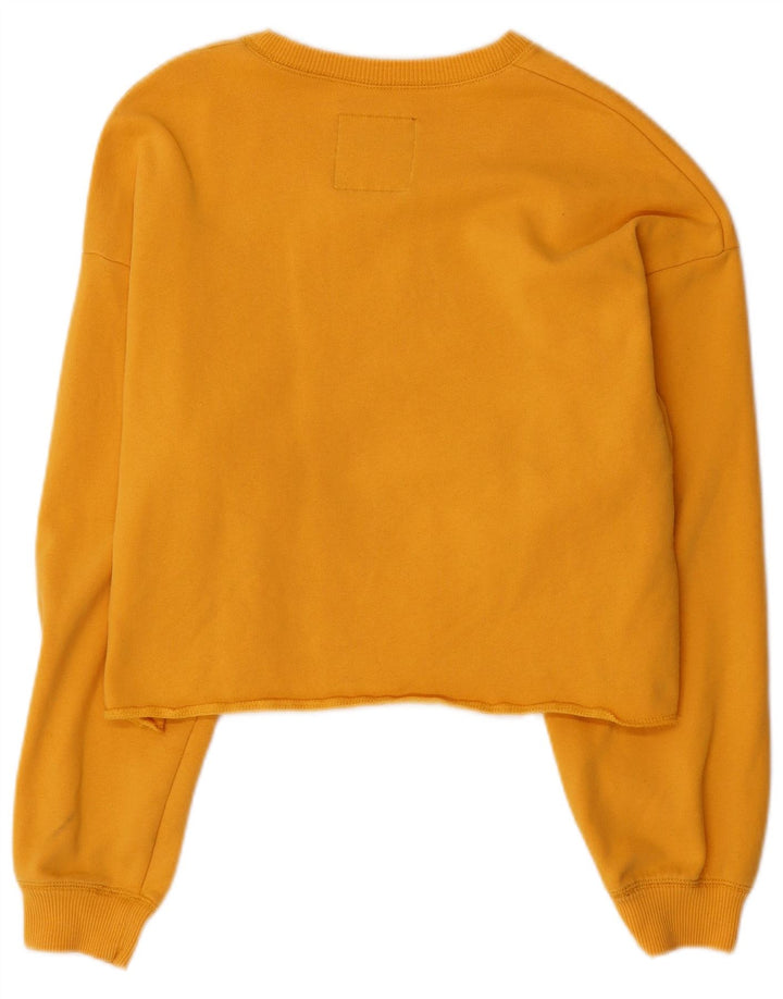 HOLLISTER Sweat-shirt court graphique pour femme UK 14 Coton jaune moyen