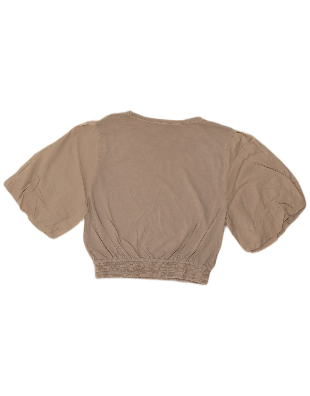 ZARA Femme Crop Blouse Top UK 10 Petit Gris Coton