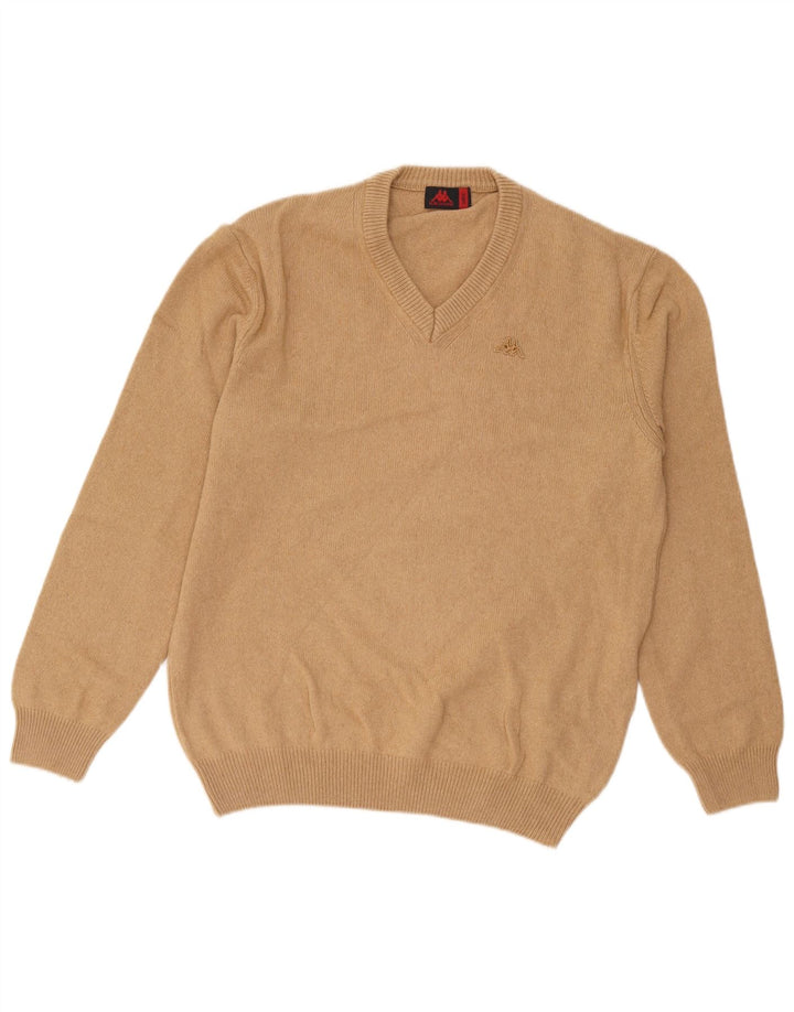 Kappa Pull col V pour homme en coton marron Taille L