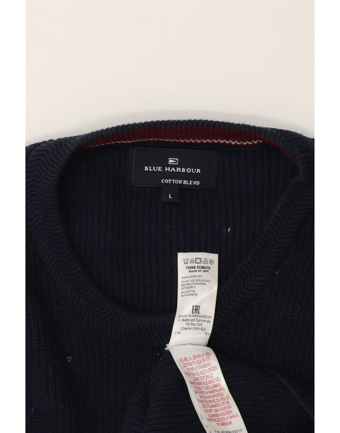 Marks & Spencer Pull à col rond Blue Harbour pour homme, grand bleu marine