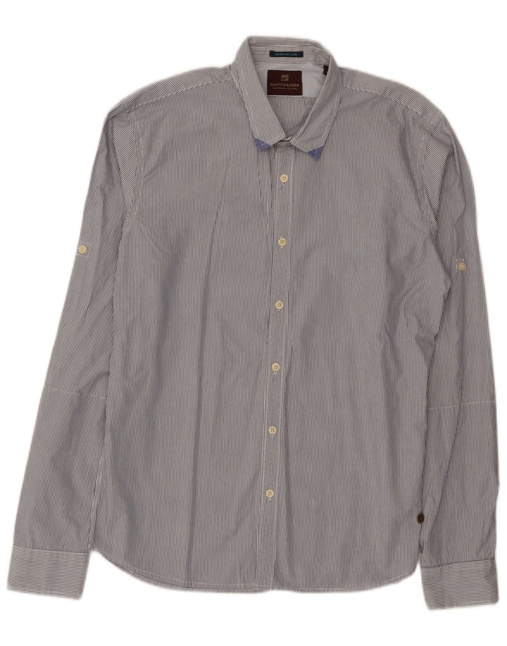 Scotch & Soda Chemise Homme Bleu Marine Moyen à Fines Rayures en Coton