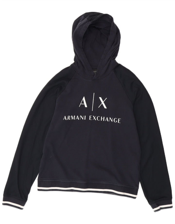 ARMANI EXCHANGE Pull à capuche graphique pour hommes, grand coton bleu marine