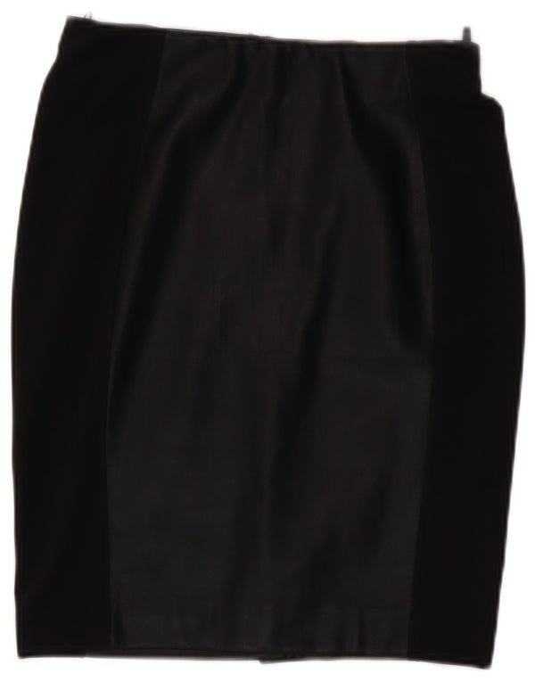 Benetton Jupe crayon en similicuir pour femme Small W27 Noir Colourblock