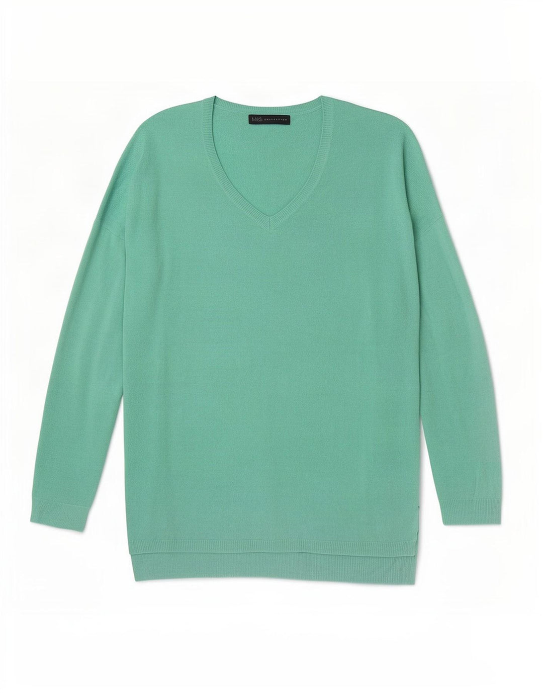 Marks & Spencer Pull surdimensionné à col en V pour femme UK 10 Petit Vert