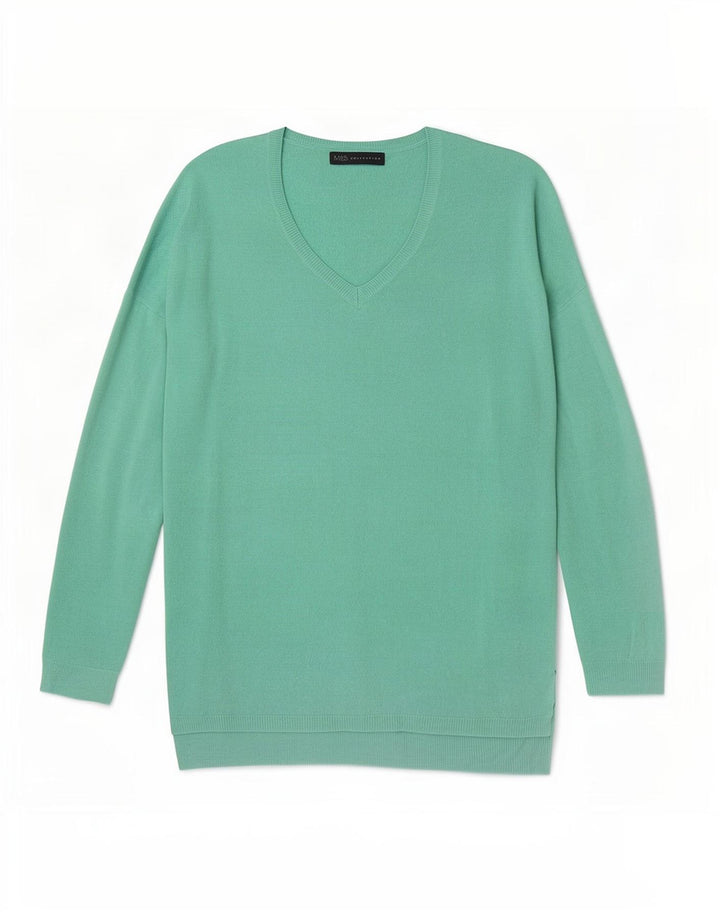 Marks & Spencer Pull surdimensionné à col en V pour femme UK 10 Petit Vert