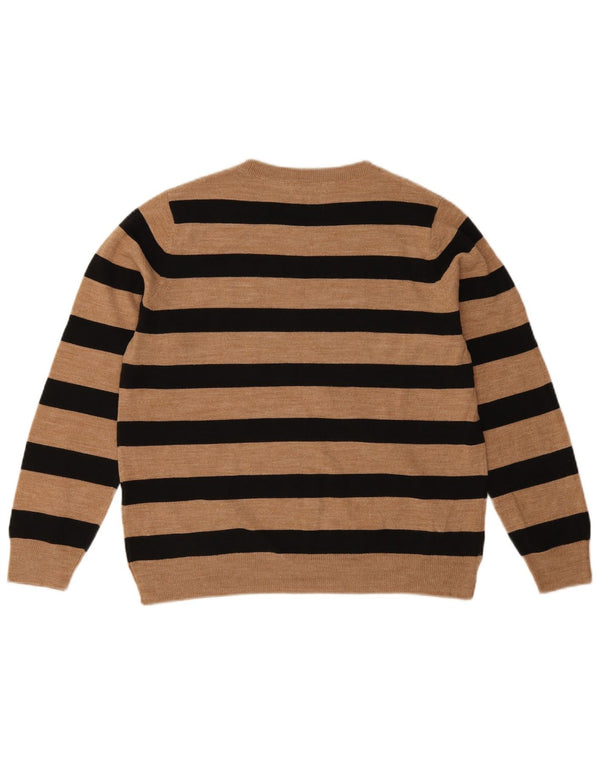 Marks & Spencer Pull à col rond pour femme UK 16 Large Beige Rayé
