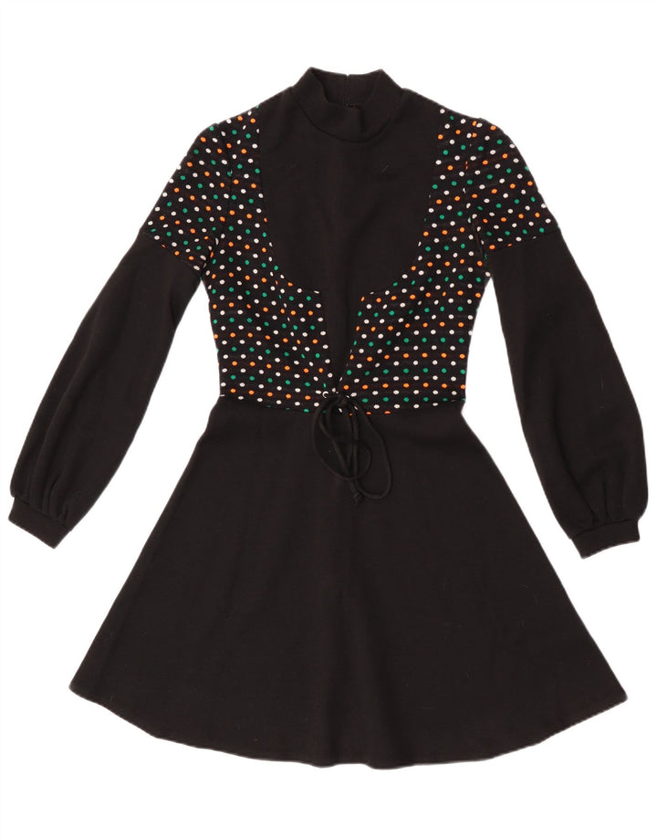 Robe pull à manches longues vintage pour femmes IT 44 Medium Black Spotted