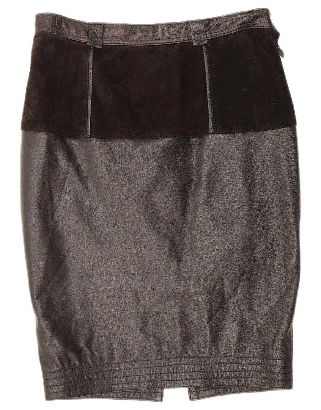 VINTAGE Jupe en cuir femme Medium W28 Noir