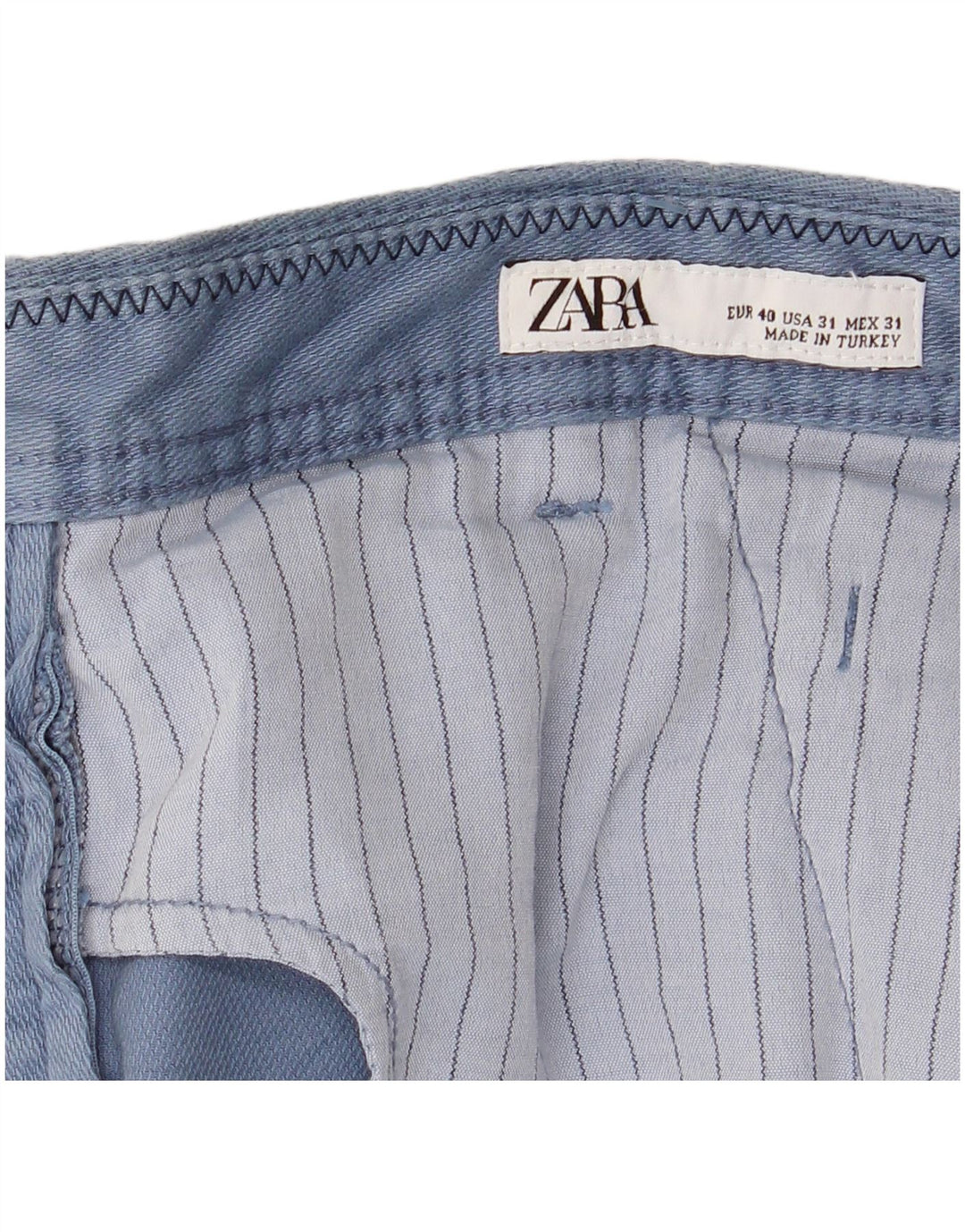 Zara Pantalon Chino Droit Homme EU 40 Medium W31 L30 Bleu