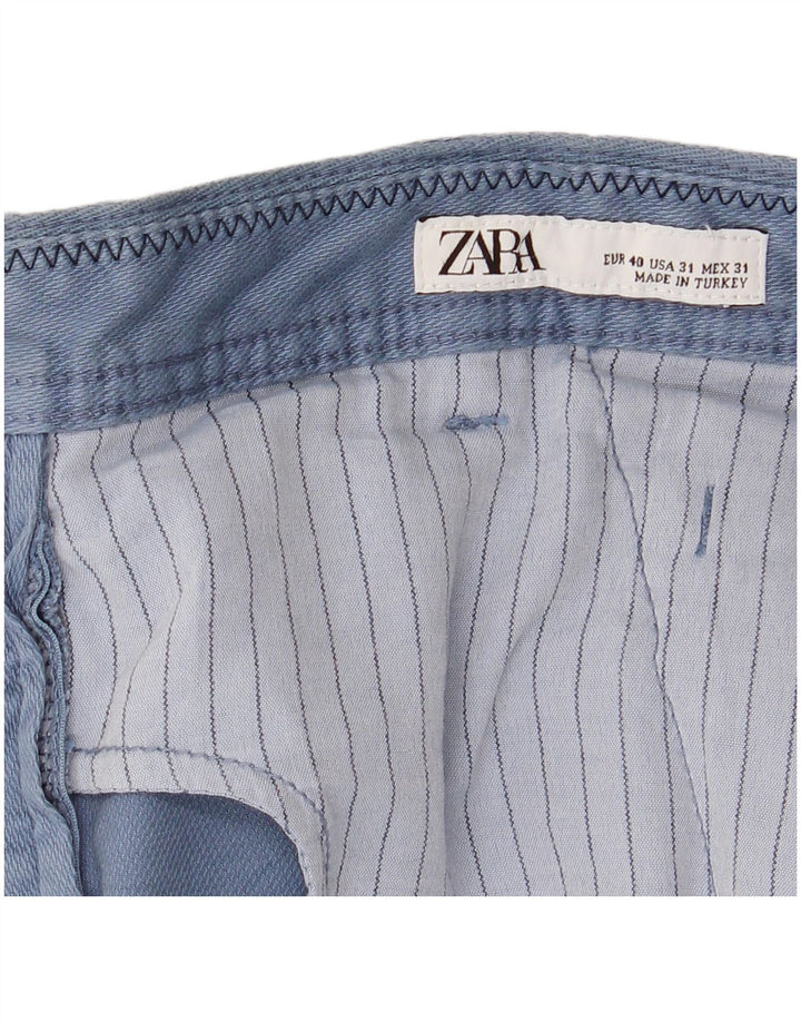 Zara Pantalon Chino Droit Homme EU 40 Medium W31 L30 Bleu