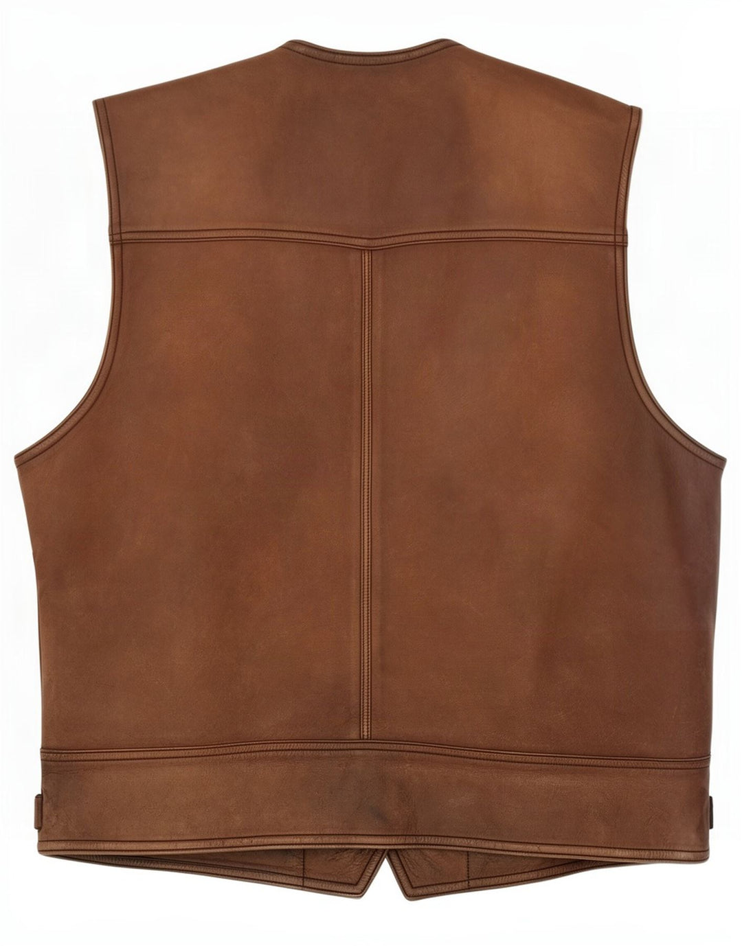 gilet en cuir homme vintage 2XL Marron