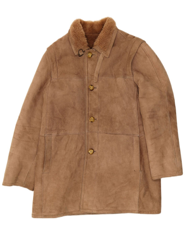 veste en peau de mouton vintage pour hommes IT 54 2XL Marron