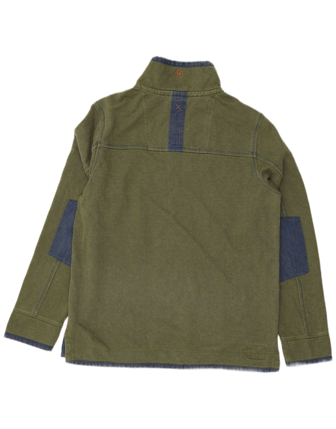 Fat Face Sweat-shirt col zippé pour homme en coton color block vert moyen