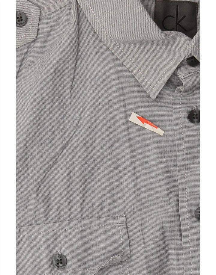 Calvin Klein Chemise militaire à manches courtes homme gris moyen coton