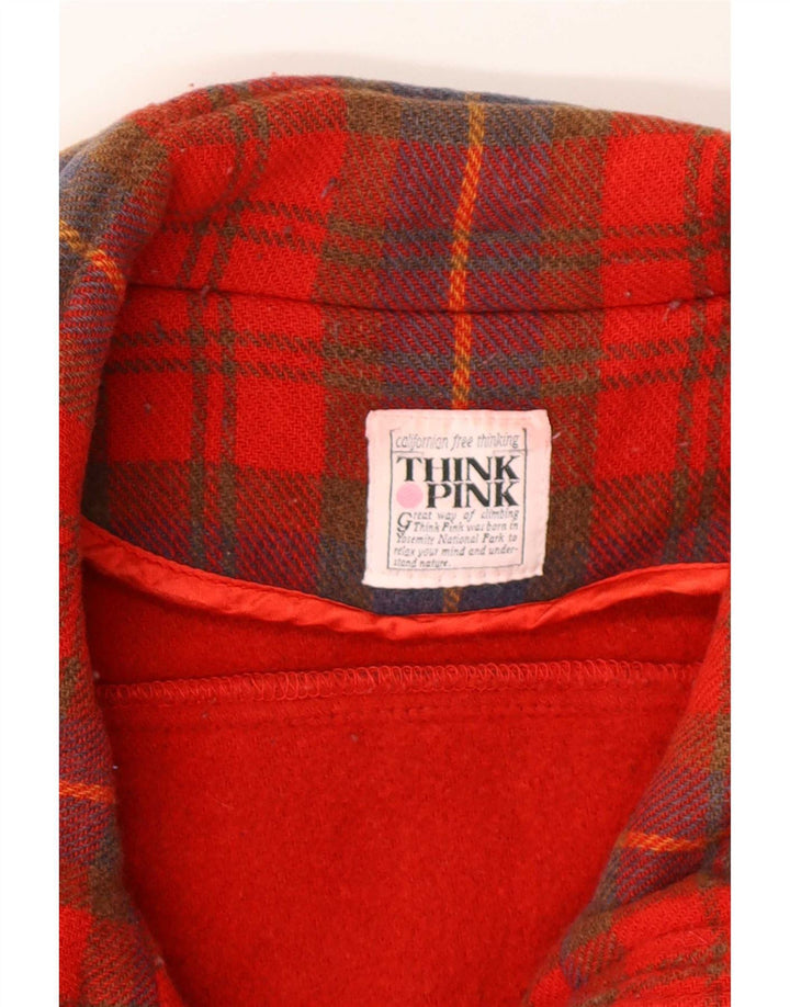 Think Pink Manteau coupe-vent pour homme IT 48 en laine à carreaux rouge moyen