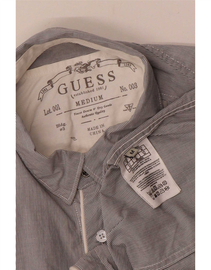 Guess Chemise Homme Gris Moyen Rayé Coton