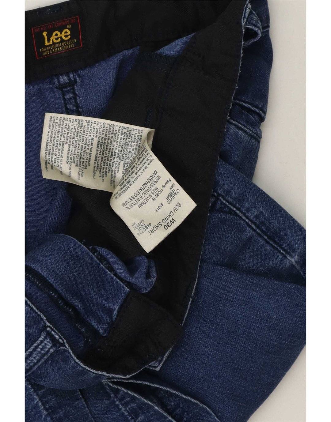 Lee Short Chino Slim W30 Homme Bleu Moyen Coton