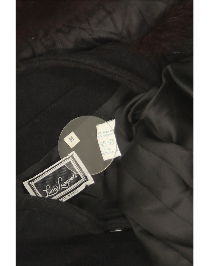 Luisa Spagnoli Manteau pour femme UK 14 Laine vierge noire moyenne