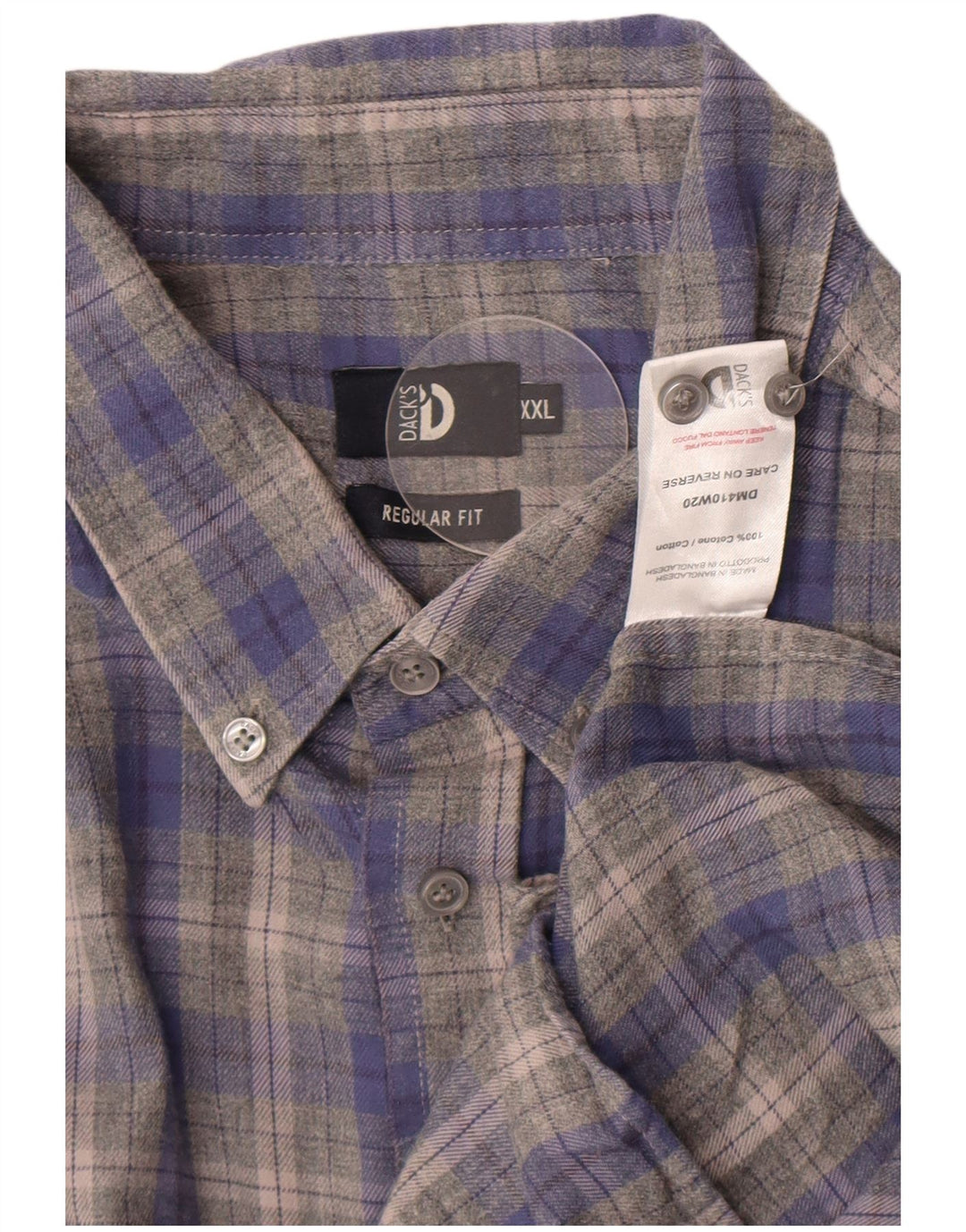 Dack's Chemise en flanelle coupe classique pour homme 2XL en coton à carreaux bleus