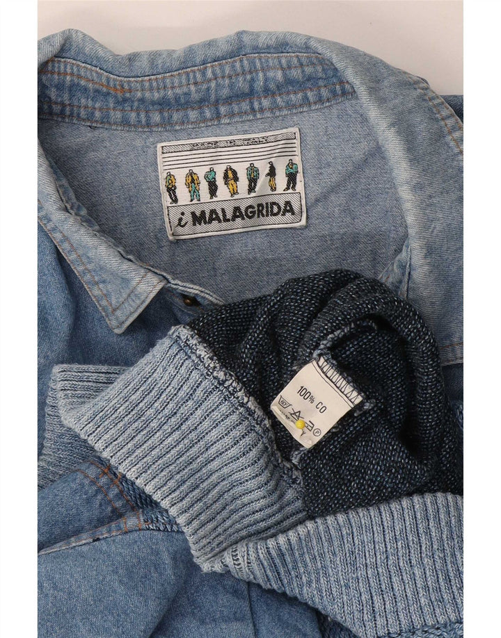 Malagrida Pull Col Polo Homme Bleu Moyen Coton