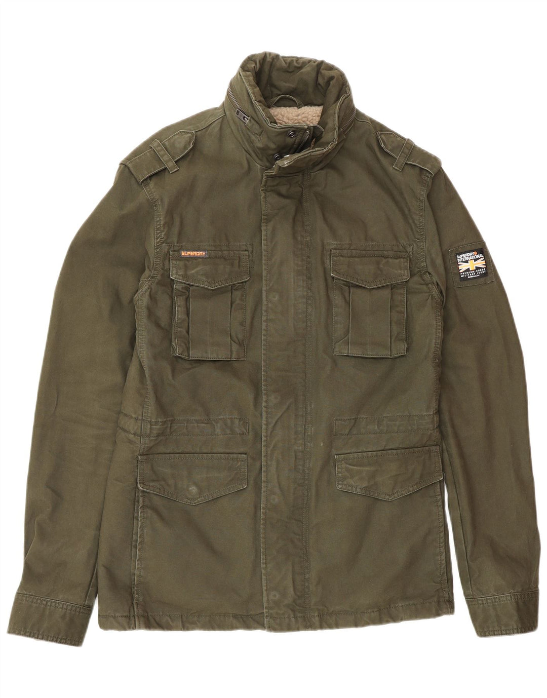 Superdry Veste utilitaire Sherpa pour hommes UK 36 petit coton kaki