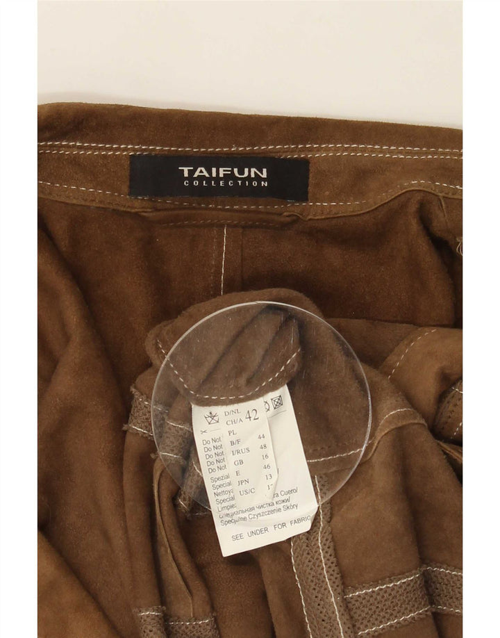 Taifun Veste blazer en daim pour femme UK 16 Grand cuir marron