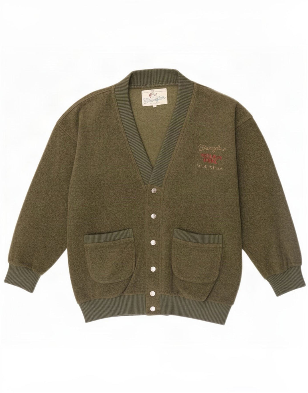 Wrangler Cardigan Homme Pull Vert Moyen Polyester