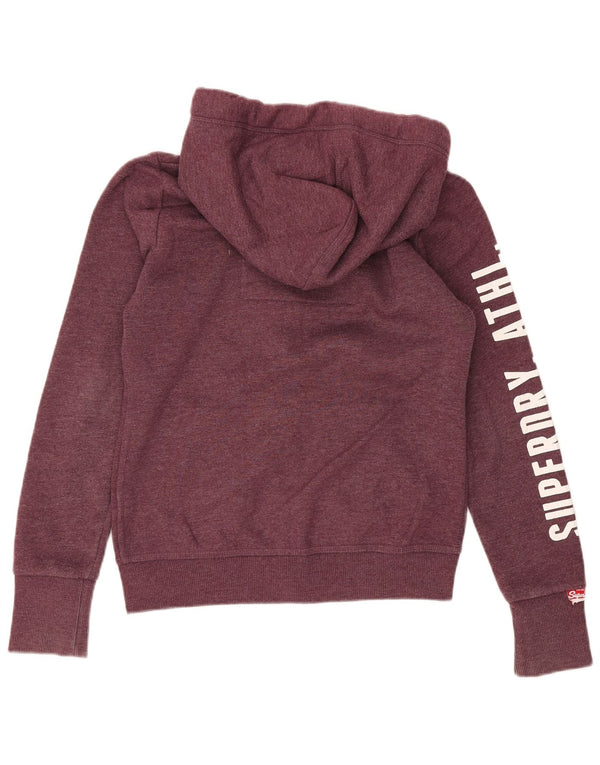 Superdry Pull à capuche zippé graphique pour femme UK 10 Petit coton bordeaux