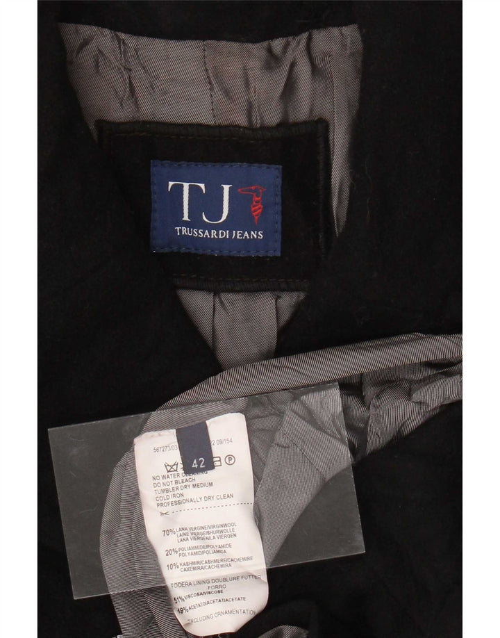 Trussardi Jeans Manteau Croisé Femme IT 42 Laine Noir Moyen