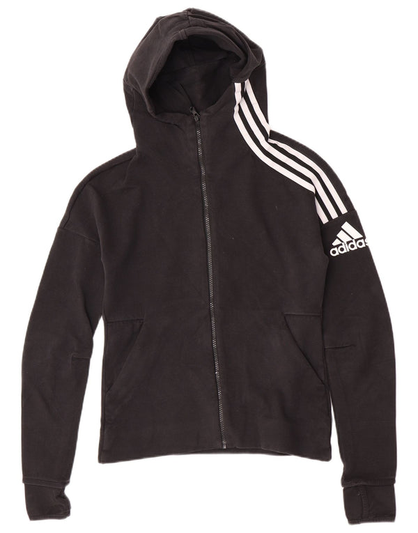 Adidas Pull à capuche zippé pour femme UK 8/10 Petit coton noir