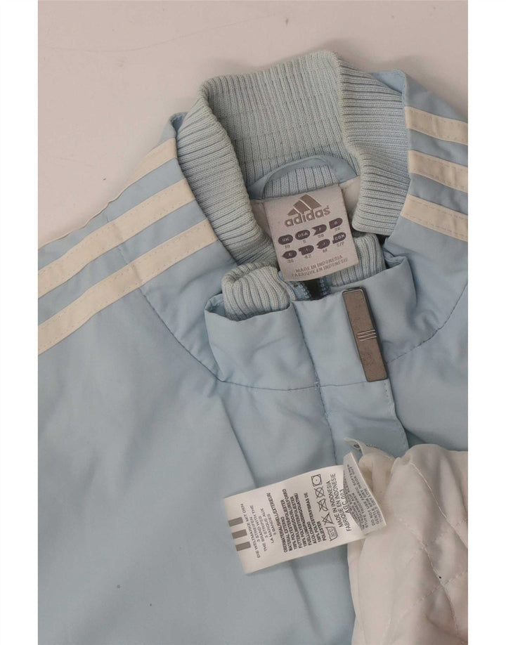 Adidas Veste Bomber Femme UK 10 Petit Bleu Polyester