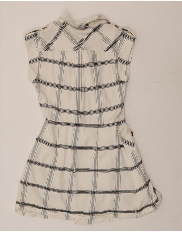 Karen Millen Robe chemise sans manches pour femme UK 10 Petit carreaux blancs en viscose