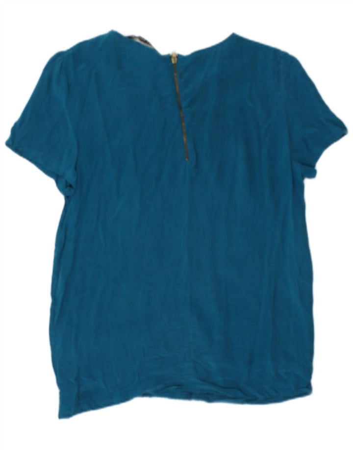 Zara Femme Chemisier Top UK 10 Petite Soie Bleue