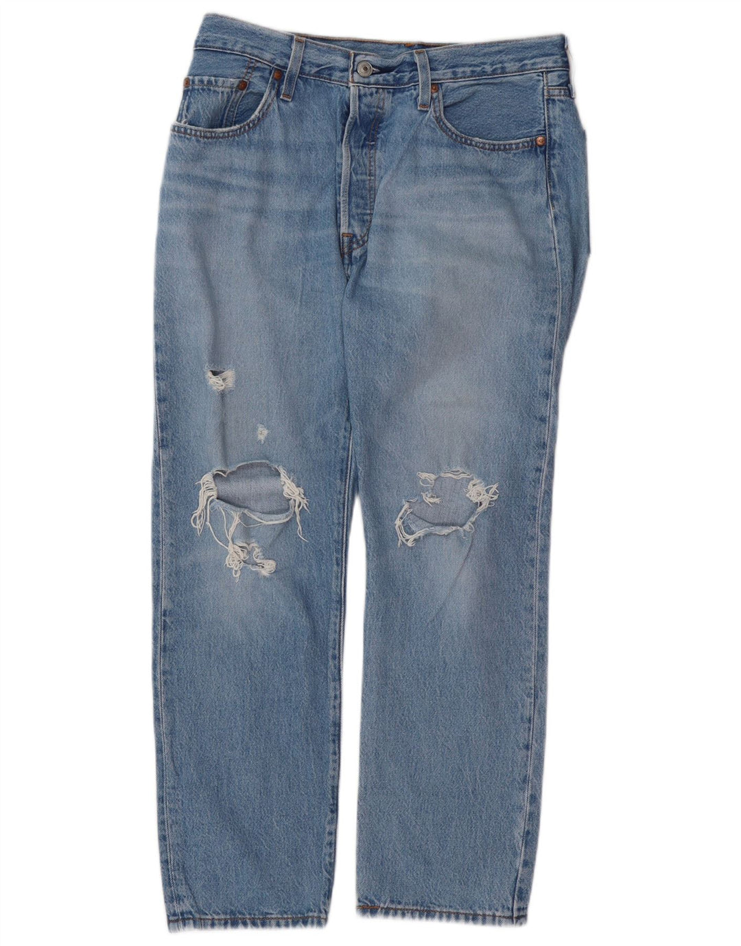 LEVI'S Jean droit 501 femme effet vieilli W29 L26 coton bleu