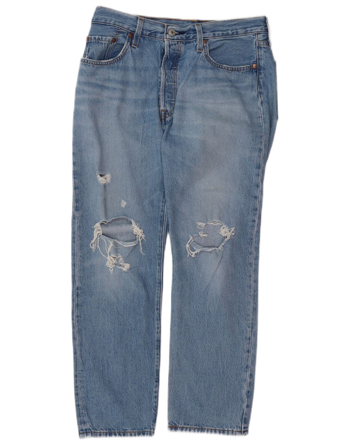 LEVI'S Jean droit 501 femme effet vieilli W29 L26 coton bleu