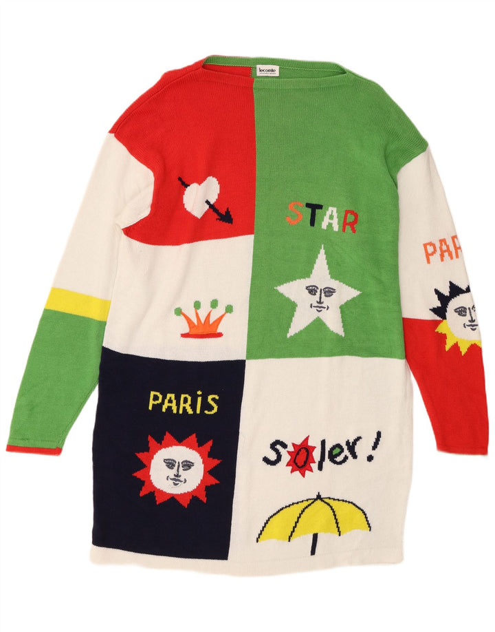Lecomte Robe pull à manches longues pour femme UK 14 Large Multicolore