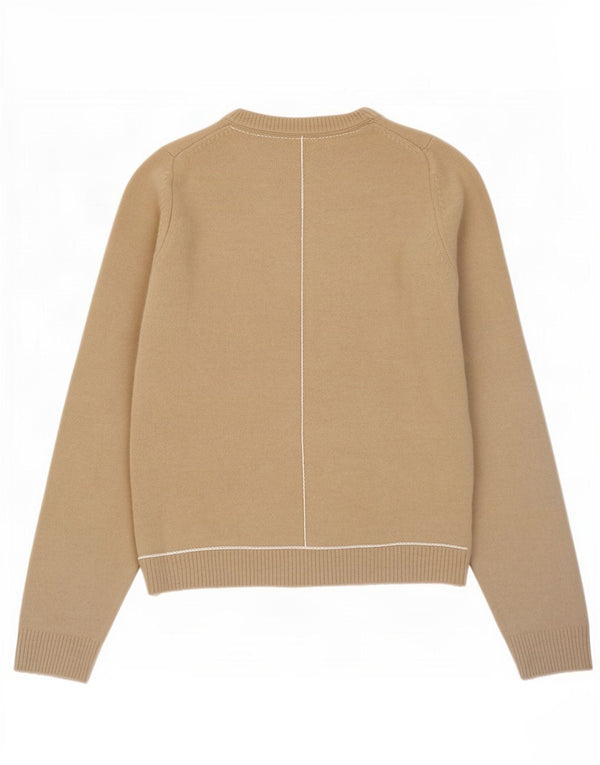 Zara Pull ras du cou pour femme UK 12 Acrylique beige moyen