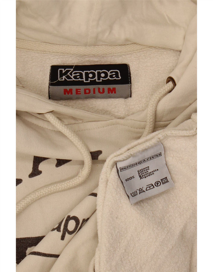 KAPPA Pull à capuche graphique d'entraînement pour femme UK 14 en coton blanc cassé moyen
