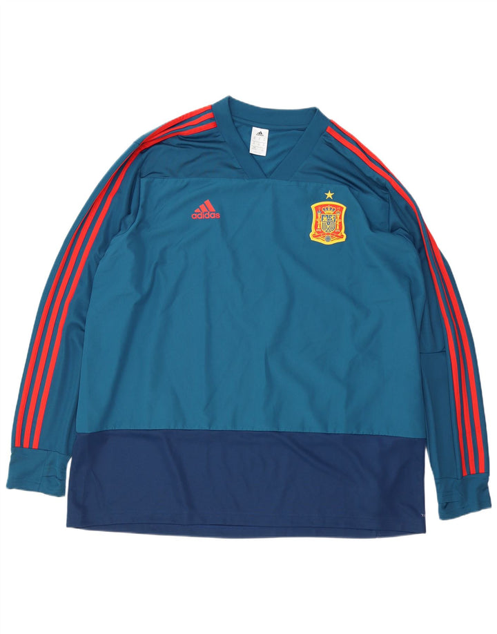 Adidas Haut à manches longues pour homme 3XL Bleu Colorblock Polyester
