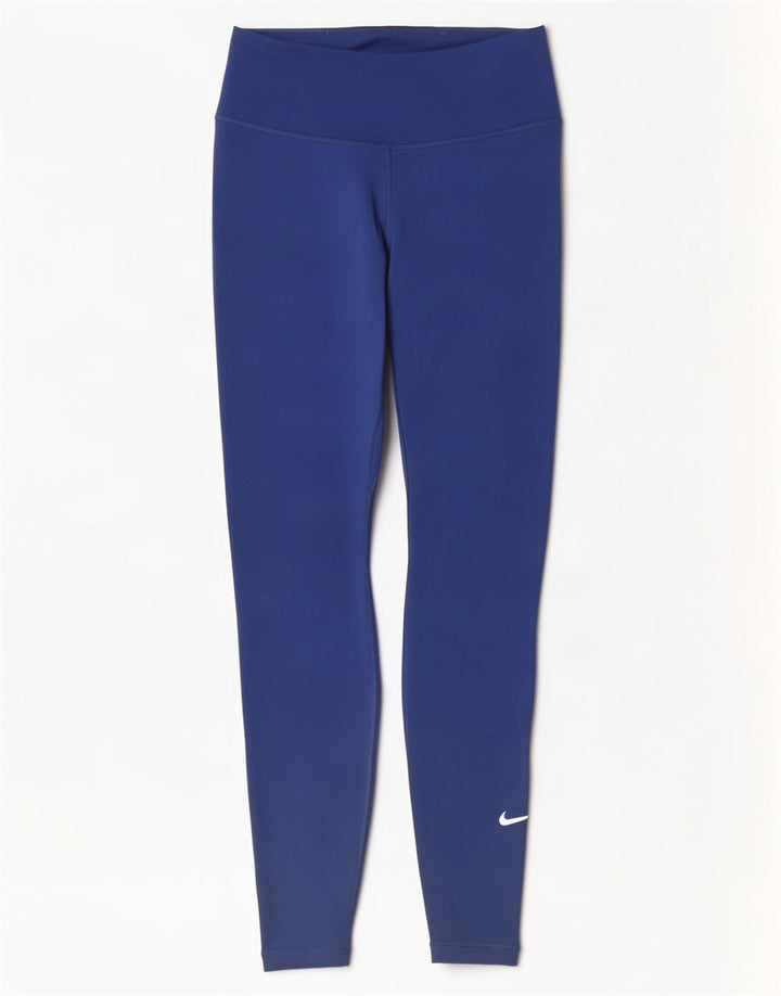 Nike Leggings Femme UK 8 Petit Bleu Marine Polyester