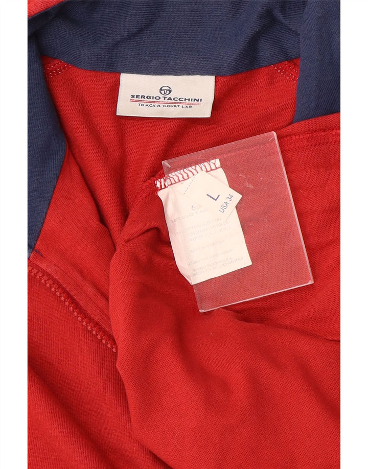 SERGIO TACCHINI Haut de Survêtement Pull Graphique à Col Zippé pour Homme Grand Rouge