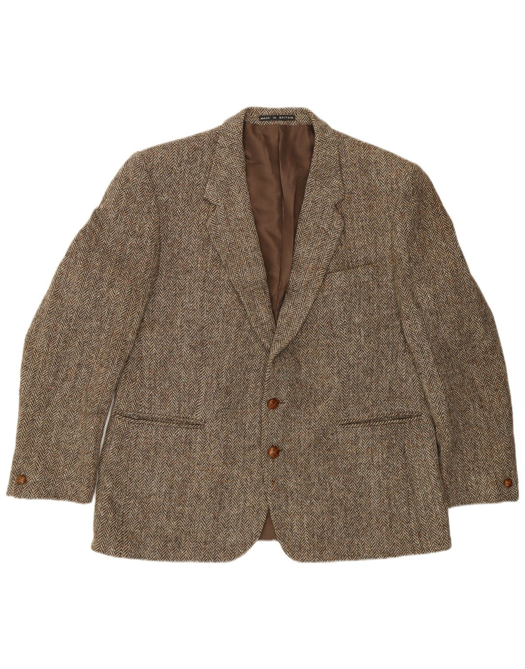 Greenwoods Veste blazer à 2 boutons pour homme UK 40 en laine à chevrons marron