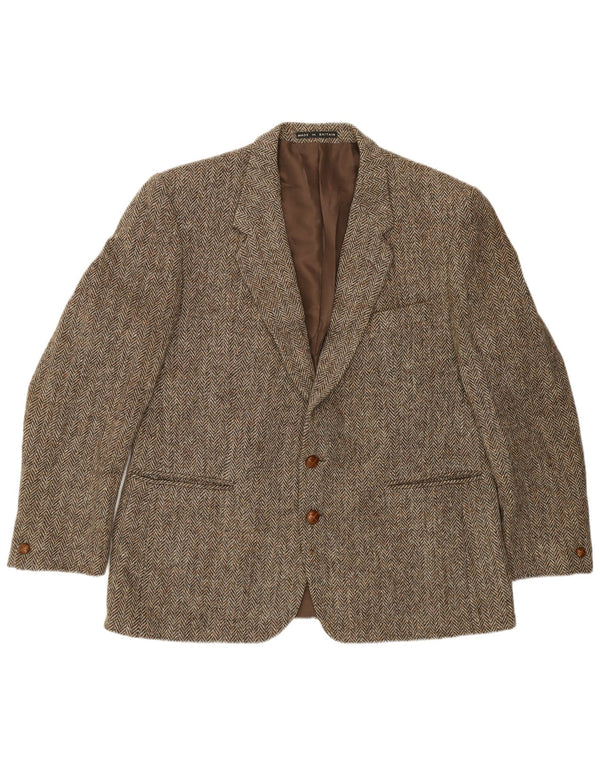 Greenwoods Veste blazer à 2 boutons pour homme UK 40 en laine à chevrons marron